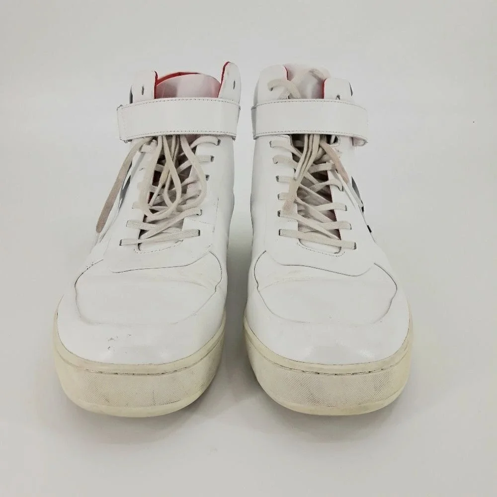 Y2K Calvin Klein Spell Out High Top Sneakers Sz 11‎ Navin Nappa Logo White Black